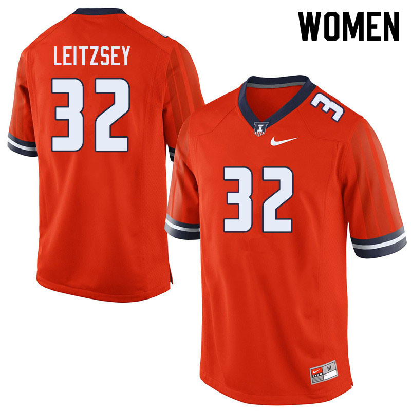Women #32 Tailon Leitzsey Illinois Fighting Illini College Football Jerseys Sale-Orange